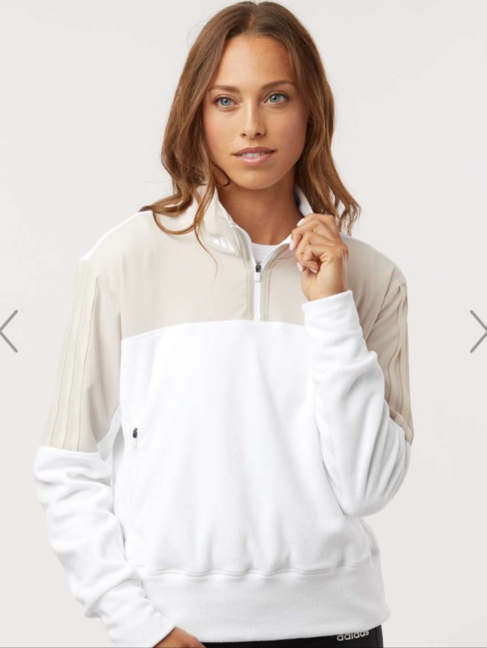 adidas Golf Women's Fleece Quarter-Zip Pullover NWT Alumina Cream XS